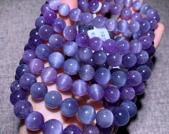 Pulsera de kunzita de cristal natural, pulsera de cuentas de espodumeno lavanda, piedra en forma de corazón para el amor propio, joyería curativa, regalo para mujeres.