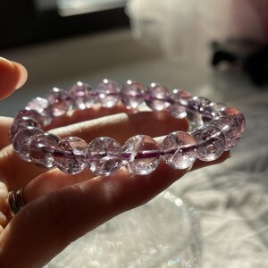 Purple Azeztulite Bracelet | Rainbow Crystal Beaded Bracelet | Spiritual Healing Stone | Minimalist Jewelry | Gift For Her image 2