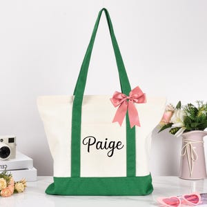 Custom Boat Tote Bag,Canvas Tote Bag,Personalized Name,Bag with Ribbons,Bridesmaid Gift Bag,Bachelorette Party,Tote Bag for Girls