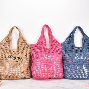 Personalized Raffia Beach Tote Bag: Handwoven Custom Initial