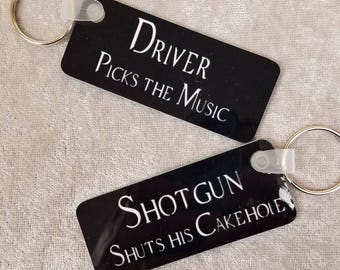 SET - Driver and Shotgun Supernatural TV series keychains