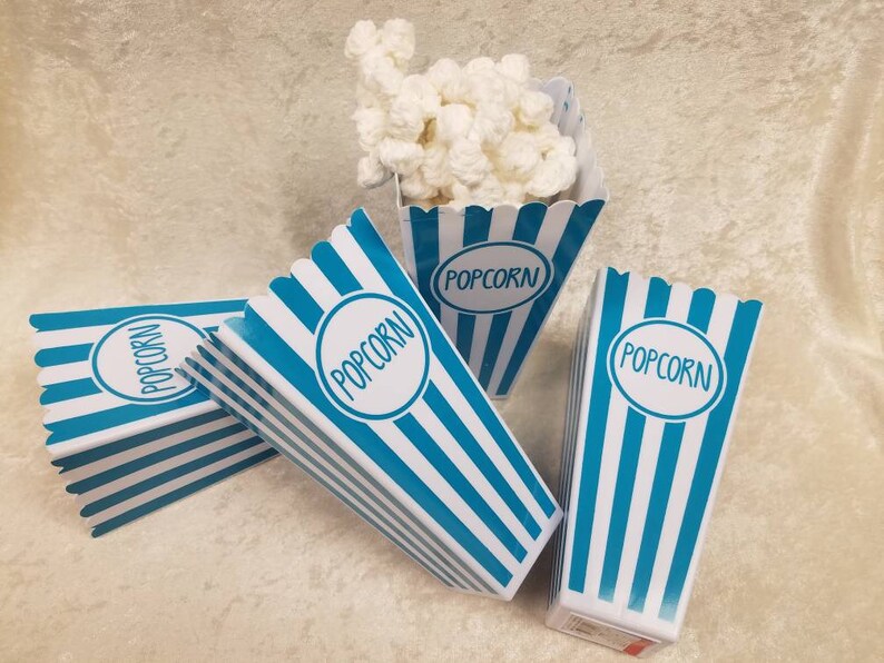 Movie Popcorn Containers Round Label 1 Teal Etsy