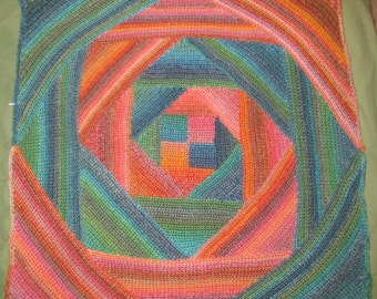 Rainbow Squared Spiral Afghan