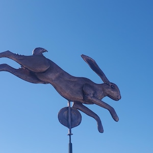 Custom Leaping Rabbit Copper Weathervane: Architectural Home Detail