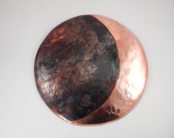 8-9" Copper Moon Wall Decor Home or Garden Art