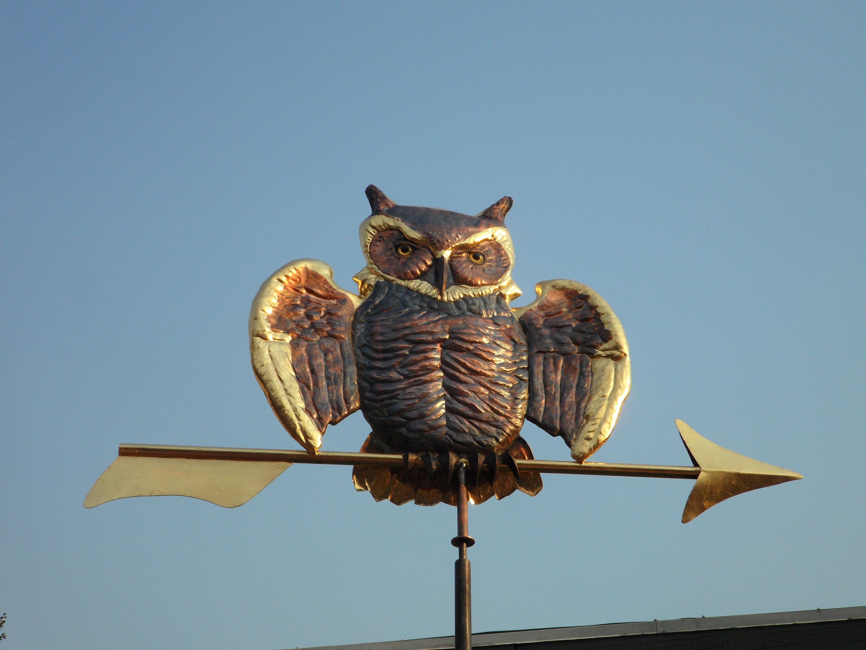 Detailed Large Owl Weathervane Copper Gold Leaf Glass Etsy