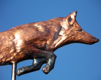 Copper fox Weathervane, leaping fox