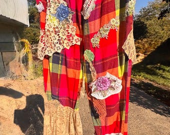 Patchwork na patchworku RĘCZNIE ROBIONE Z RECYKLINGU wygodne spodnie salonowe łatwe żywe niepowtarzalne (6)