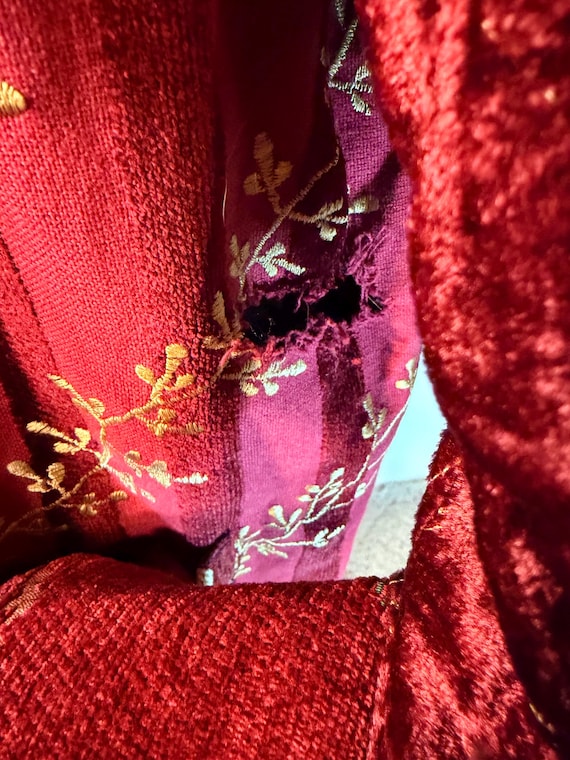 Maroon Indigo Moon velvet patchwork button front … - image 5