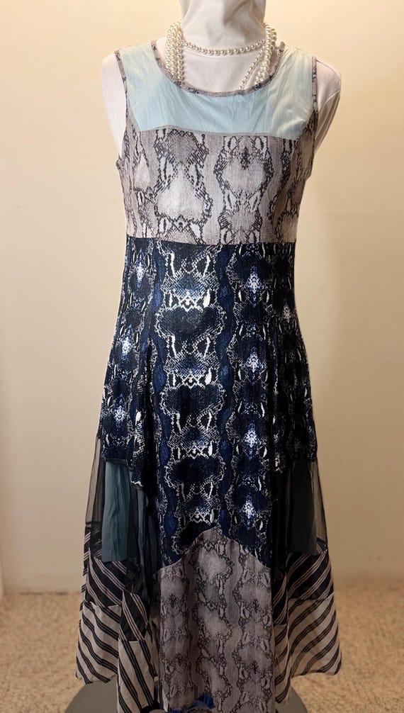 BOHO Vintage Concept SNAKE print patchwork midi d… - image 1