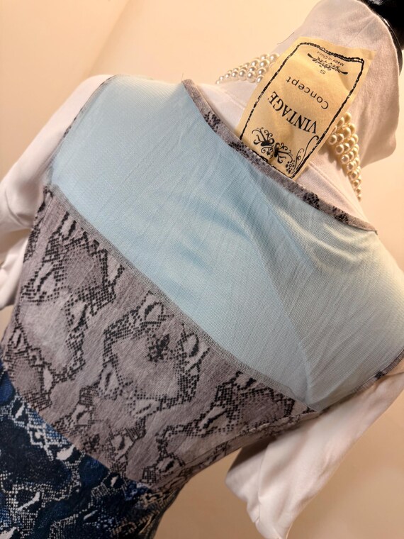 BOHO Vintage Concept SNAKE print patchwork midi d… - image 6