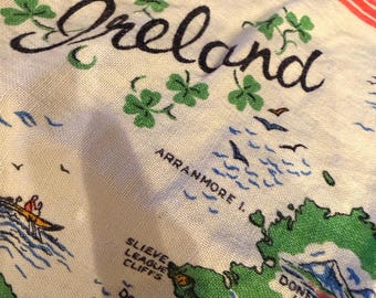 Ściereczka kuchenna z czystej lnu z mapą Irlandii, vintage, wyprodukowana w Irlandii, celtycka granica 31