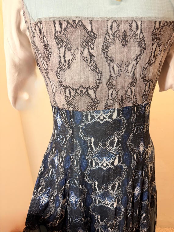 BOHO Vintage Concept SNAKE print patchwork midi d… - image 8