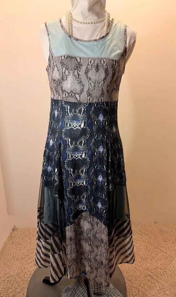 BOHO Vintage Concept SNAKE print patchwork midi d… - image 3
