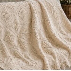 heavy hand crocheted blanket white Afghan Blanket Heavy Raised Shell Stitch 54” x 64” image 17