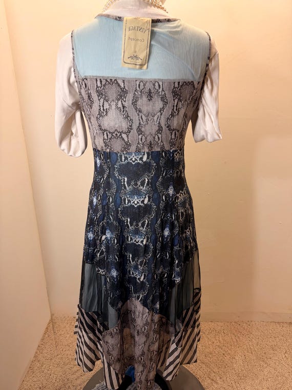 BOHO Vintage Concept SNAKE print patchwork midi d… - image 5