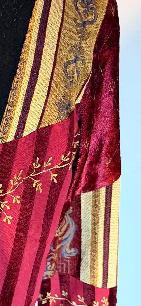 Maroon Indigo Moon velvet patchwork button front … - image 3