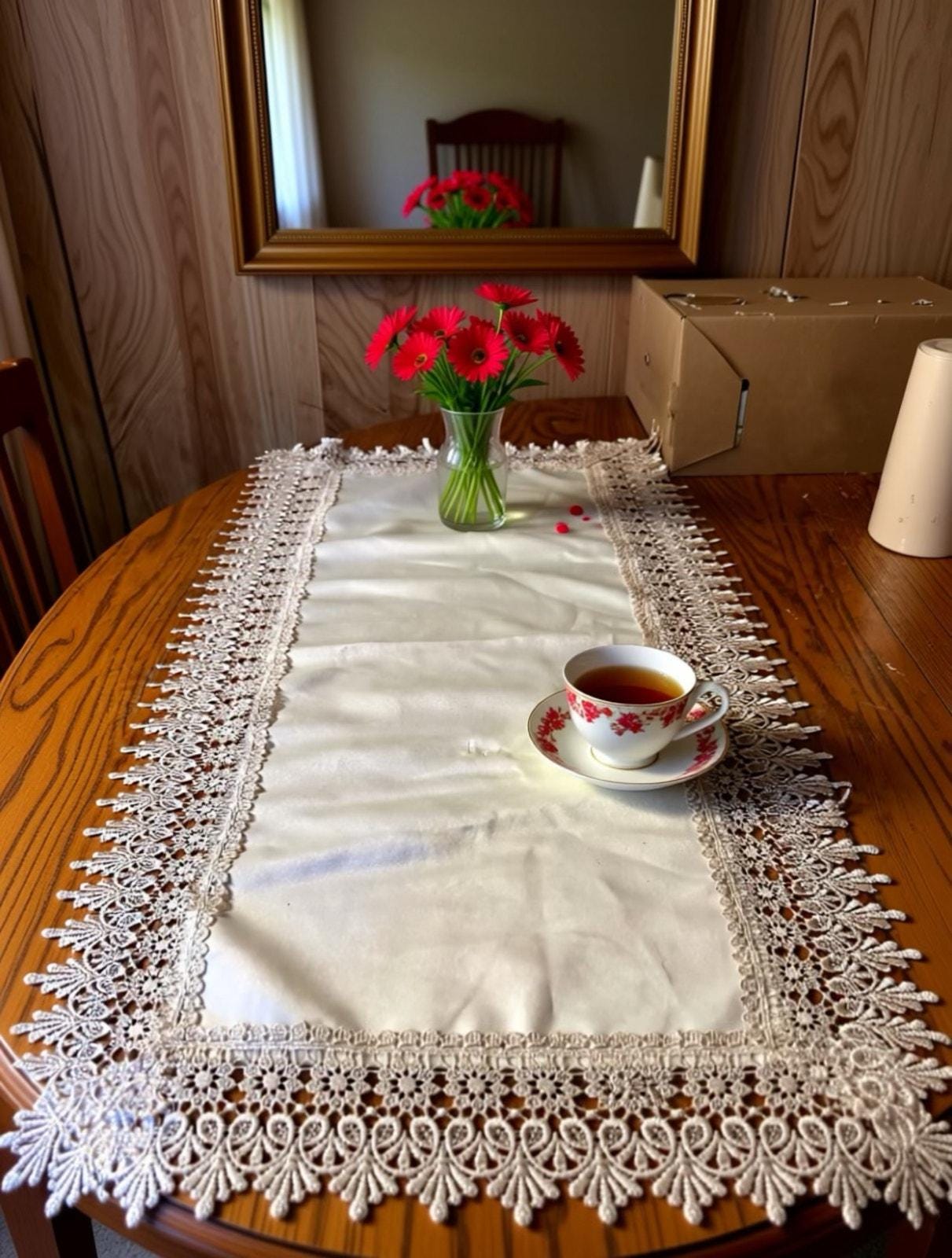Lace Rectangular Doiley Rectangle Doily With Elegant Edge Lace Trim Handmade Mint Condition - Etsy