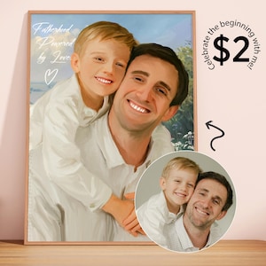 Father&#39;s Day Gift, Portrait from Photo, Personalised Gift for Dad, Custom Portrait, Family Portrait, Gif for Grandfather, Christmas Gift