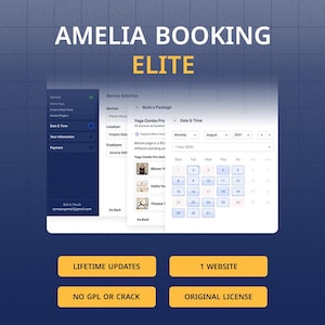 Amelia Booking Elite – Activación de licencia oficial / Plugin de WordPress para reservas de citas y eventos