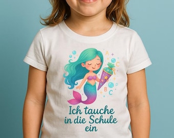 Schoolchild Iron-on Mermaid Applique Rainbow First Day of School Iron-on Patch Transfer Print Iron-on Motif 1st Grade School Day