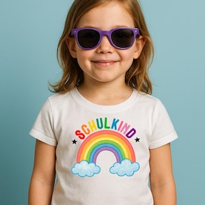 Schoolchild iron-on image personalized iron-on rainbow school enrollment name iron-on patch transfer print patch iron-on motif school cone