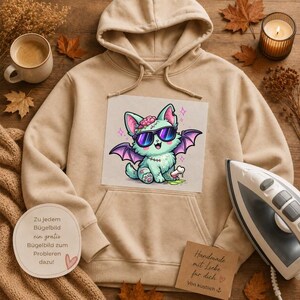 Toppa a forma di pipistrello termoadesiva, Halloween, autunno, amore autunnale, maglione, felpa con cappuccio, toppa, applicazione, DTF, fai da te, abbigliamento, abbellimento, clima accogliente, cucito