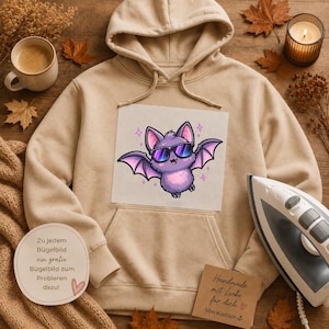 Iron-on bat patch, Halloween, autumn, fall love, sweater, hoodie, patch, applique, DTF, DIY, clothing, embellishment, cozy weather, sewing