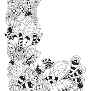 Página para colorear de la letra L con un monograma intrincado / Arte zentangle dibujado a mano / Descarga digital imprimible