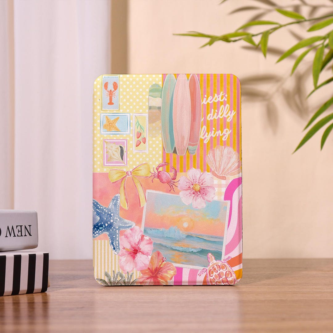 Summer Beach Collage Kindle Case With Hand Strap for Kindle 12/11/10/8 ...