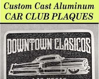 Car Club Plaque - Bumper Plate - Custom Designed solid Cast Aluminum