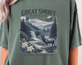 Great Smoky Mountains Nationalpark T-Shirt, Vintage Berg Grafik Komfort Farben 1717, Tennessee Natur T-Shirt, Wandern Outdoor Geschenk