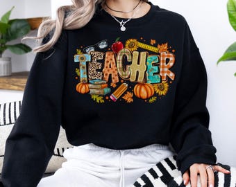 Fall Teacher Sweatshirt - Fall Sweatshirt - Coquette Fall Teacher Sweatshirt - Thanksgiving Teacher - Fall Season - Teacher Holiday