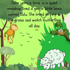 Short kids story &quot;The Lamb and Clever Fox&quot; for new learners .