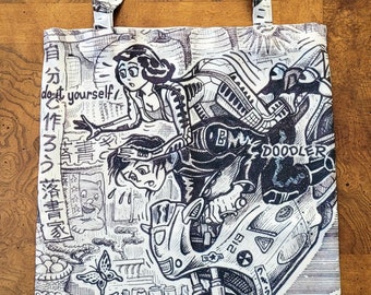 TOTE BAG by David Jablow Doodle Pad Art Canvas 18x13