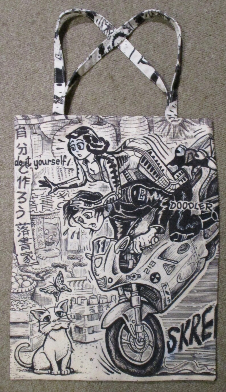 TOTE BAG by David Jablow Doodle Pad Art Canvas 18x13
