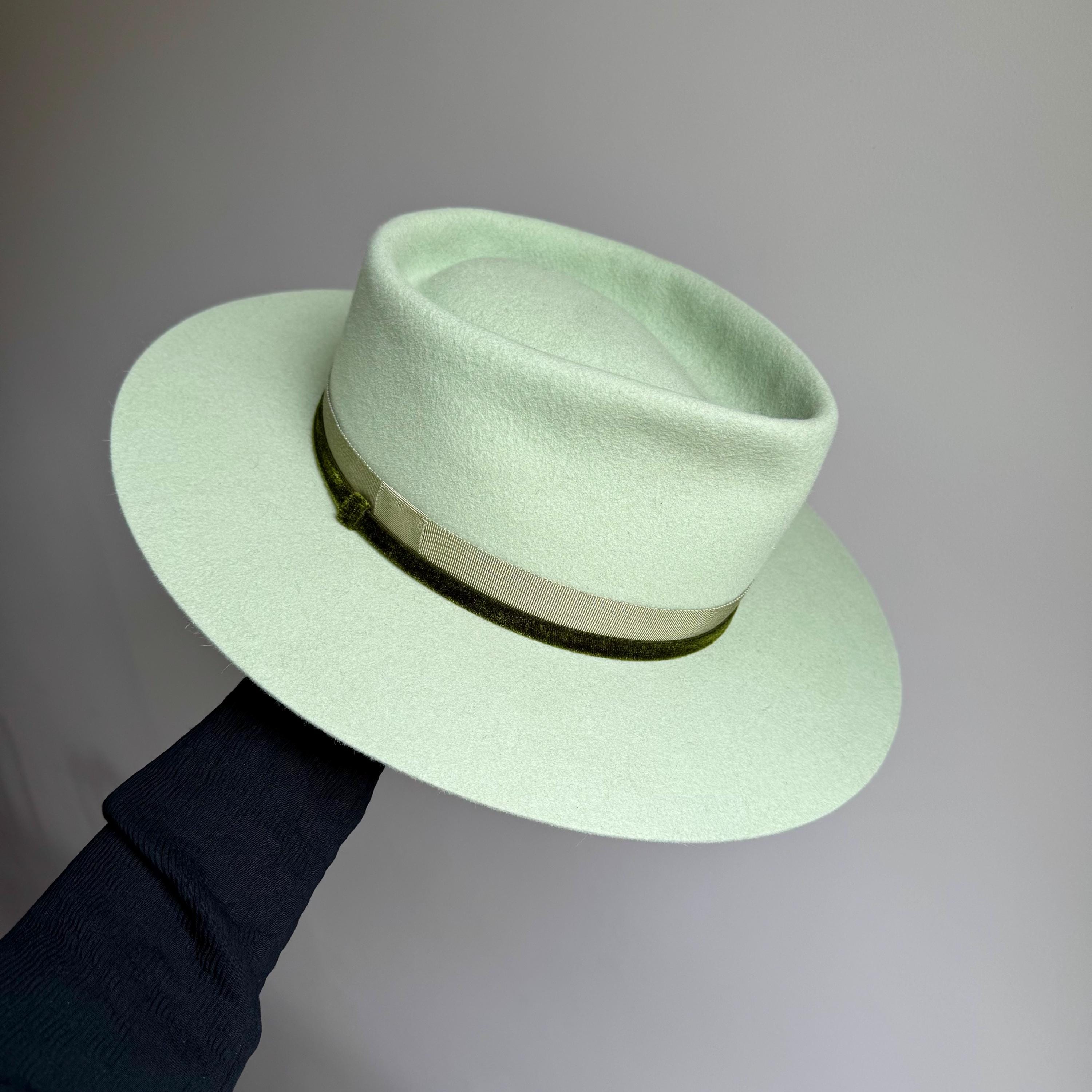 帽子 All Handmade Rabbit Fedora Hat 58 7 1/4 All Handmade Rabbit Fedora Hat 58 7 1/4