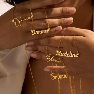 Collar con nombre personalizado para mujer, colgante con letra cursiva personalizada, joyería de acero inoxidable, gargantilla para hombre