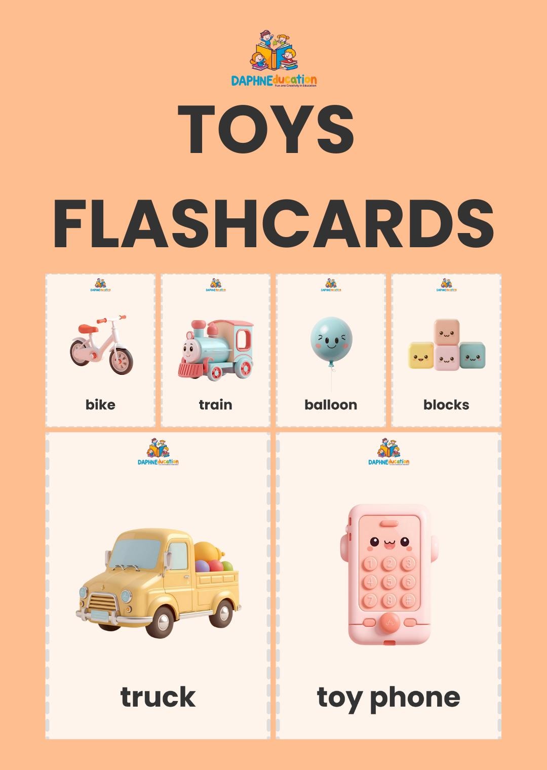 Kids English Flashcards – Toys Vocabulary | 36 Printable ESL Cards ...