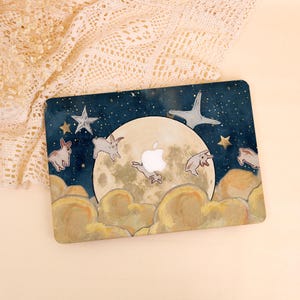 Moon White Rabbit MacBook Pro 14" A3434 Case,Mac 16 15 13"Cover,M1 M2 M3 M4 M5 2025 2024 2022,Cute Laptop Cover for Air A3240 A3241,Gift
