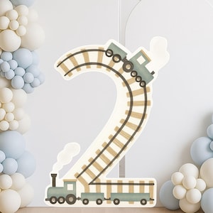 Printable Chugga Chugga Two Two Birthday Party Cutout, Green Train Party Prop, 2nd Birthday Big Decor Standee, Boy Birthday