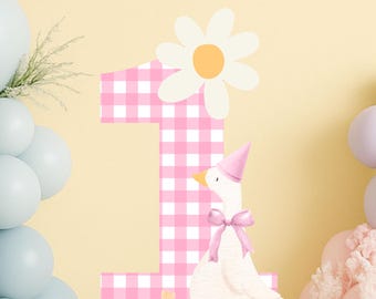 Printable Silly Goose Birthday Party Decor: Pink Farm Animal Cutout (PNG Digital Download)