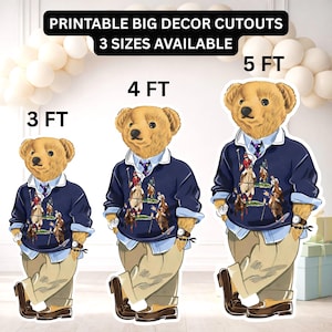 Preppy Polo Bear Cutout Printable, Old Money Party Decor, Luxury Birthday Download