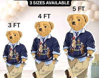 Oso Polo Preppy para imprimir, decoración para fiestas con dinero antiguo, descarga de cumpleaños de lujo