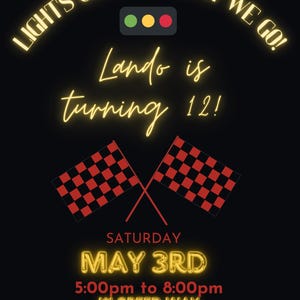 Formula 1 Birthday Invite
