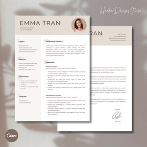 Minimalistic CV/Resume + Matching Cover Letter + Reference Page Bundle Template Canva. Modern & Professional. Customizable, instant download