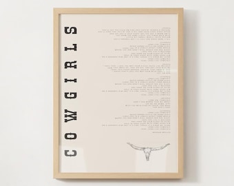 Morgan Wallen Poster, "COWGIRLS" Song Lyrics, Digital Download, Printable Country Music Wall Art