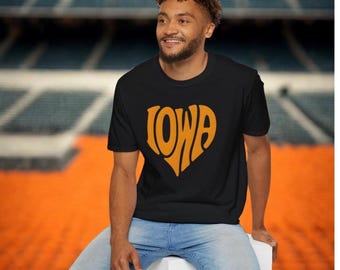 Iowa Gold Print Black T-Shirt, Tee, Top, Shirt, Unisex Clothing, Gift for Men and Women