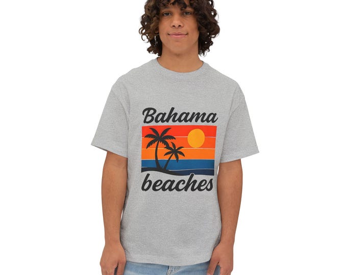 Bahama Beaches Unisex Oversized Boxy Tee, Summer Vibes Beach Shirt, Casual Vacation Outfit & Gift for Ocean Lovers