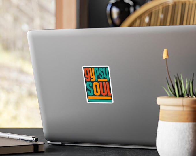 Retro 70's Gypsy Soul Vinyl Decal - Hippie Boho Sticker for Laptop, Water Bottle, Car, Window & Bumper